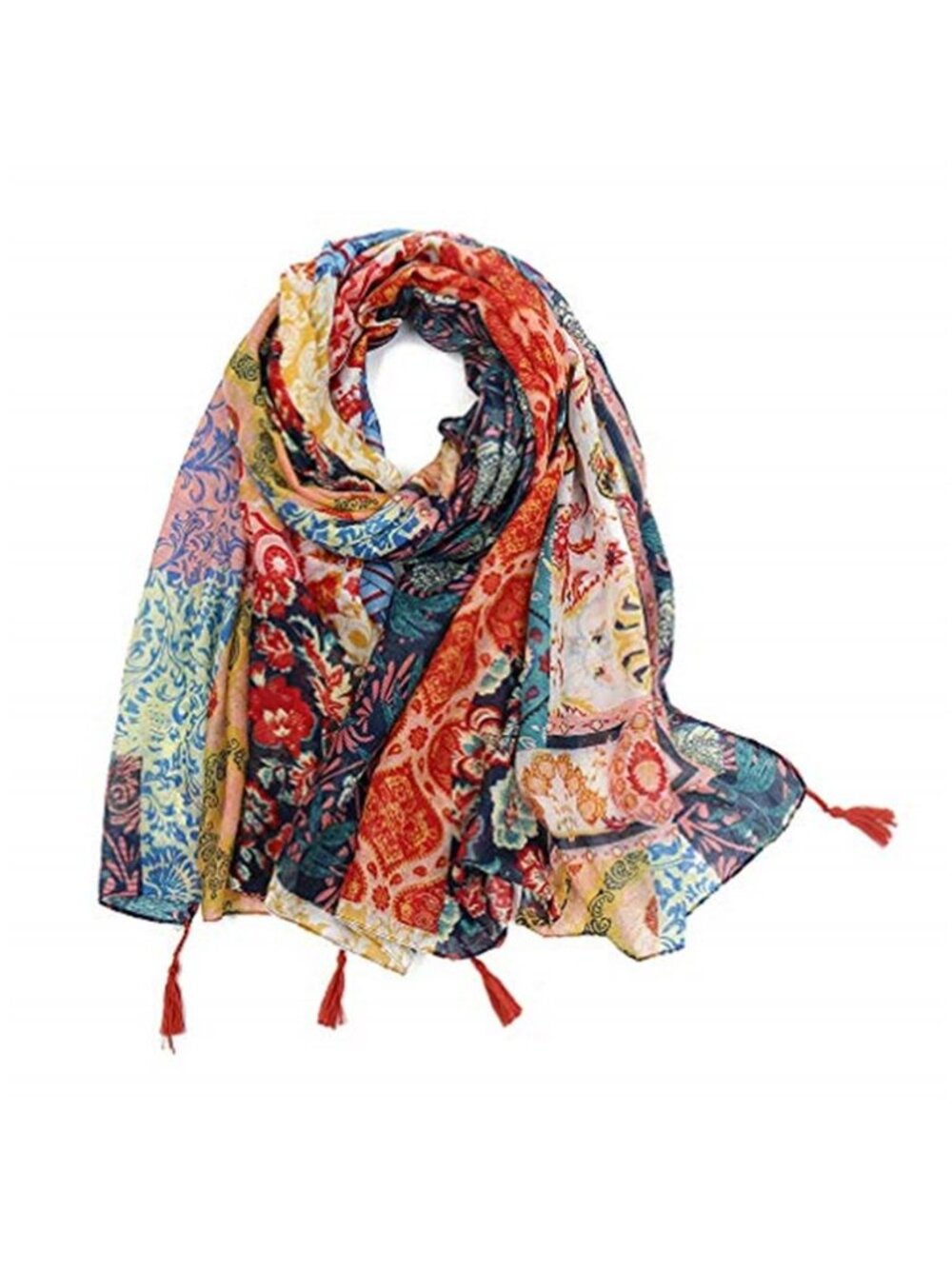 Boho Scarf for Women Lightweight Floral Printed Scarf Fall Winter